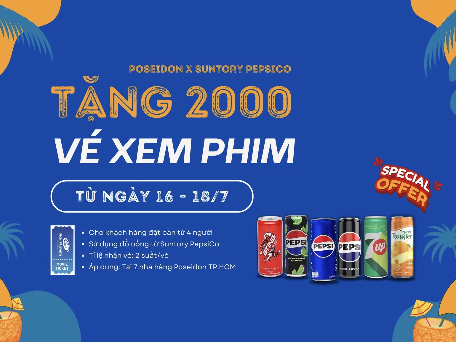 Buffet Poseidon, Suntory PepsiCo tặng 2.000 vé xem phim cho khách hàng