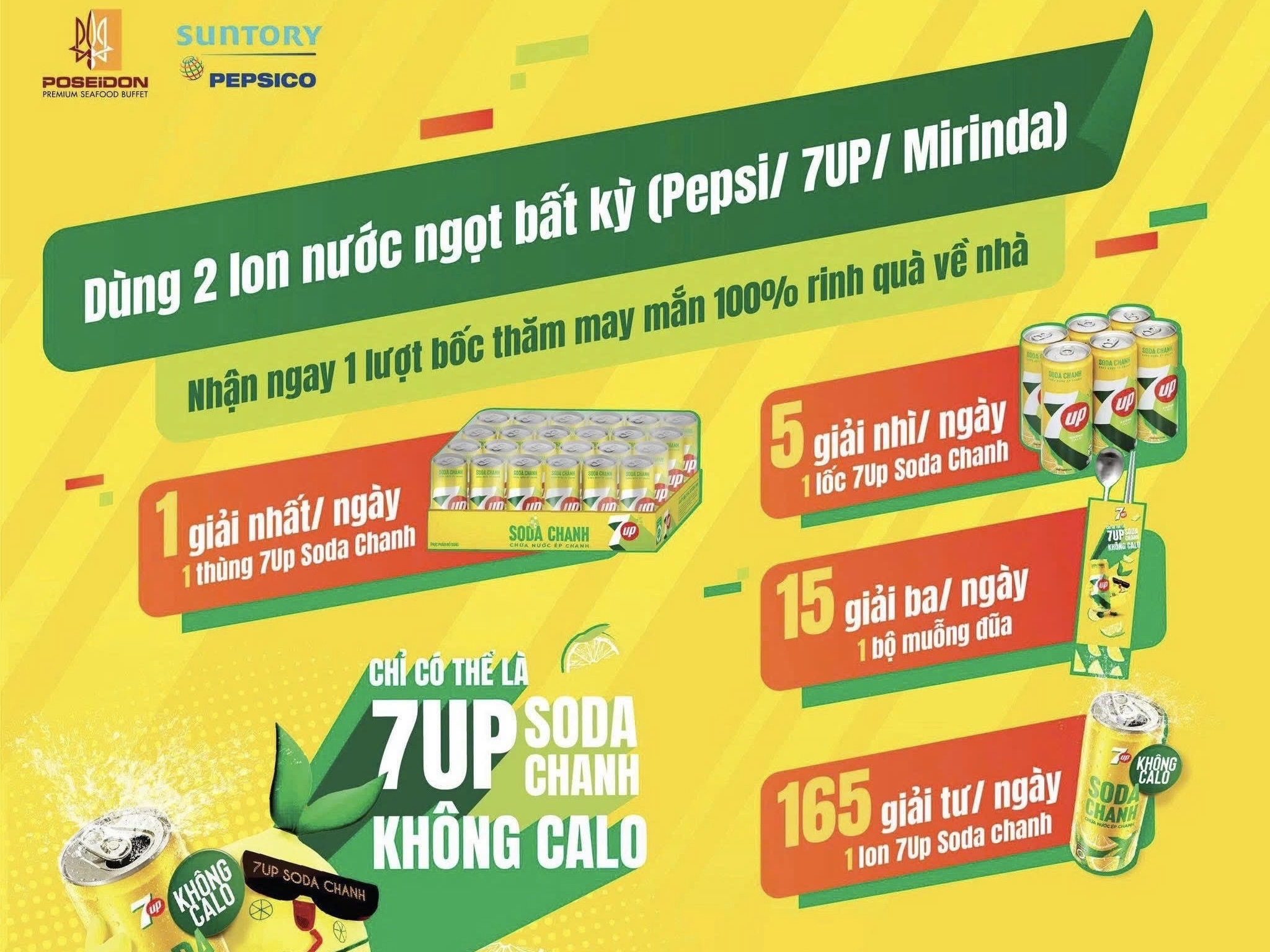 Cùng Poseidon và 7UP chào đón tháng 8: Uống ngọt mát – Nhận quà siêu đã